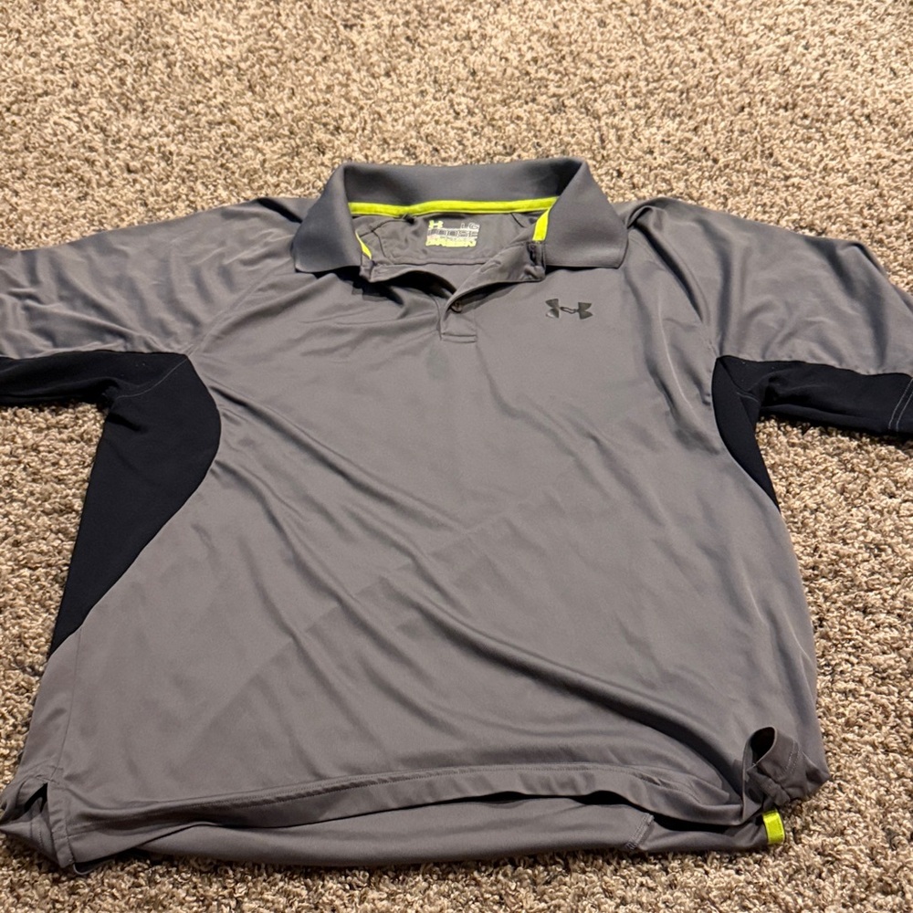Under Armour Men's Gray and Black Polo Shirt